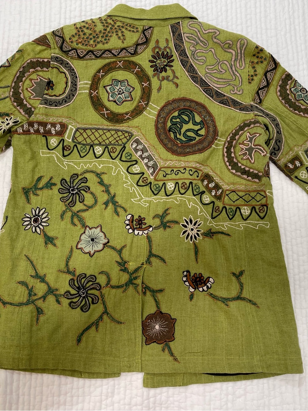 Chico's Olive Green Embroidered Blazer Jacket - Picture 2 of 2